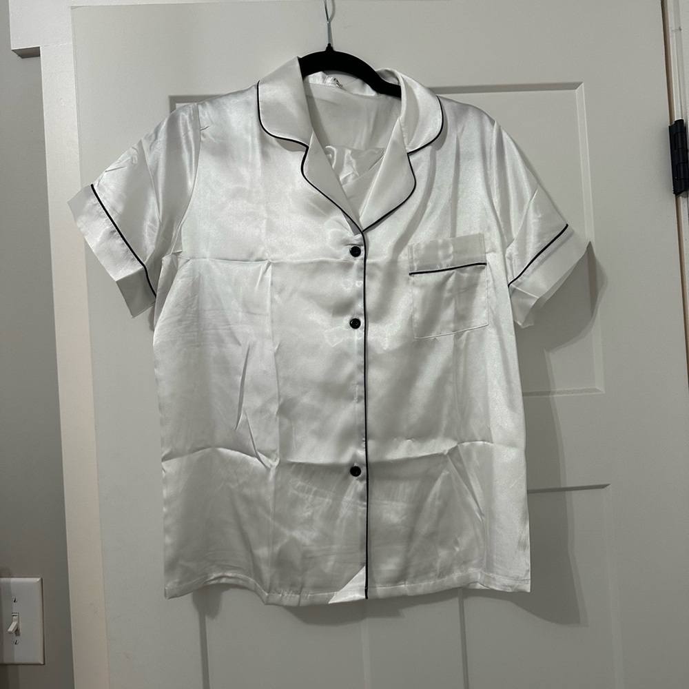 White satin PJ set